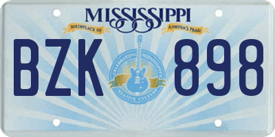 MS license plate BZK898