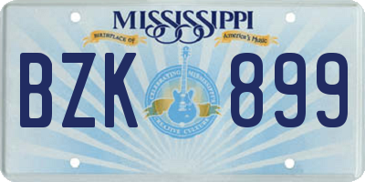 MS license plate BZK899