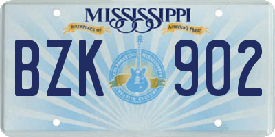 MS license plate BZK902