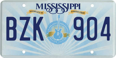 MS license plate BZK904
