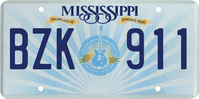 MS license plate BZK911