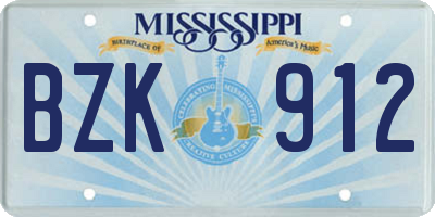 MS license plate BZK912