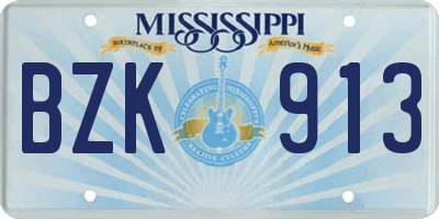 MS license plate BZK913