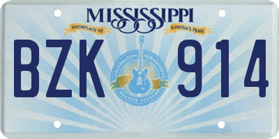 MS license plate BZK914