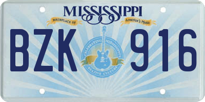 MS license plate BZK916