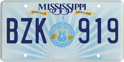 MS license plate BZK919