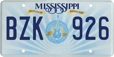 MS license plate BZK926