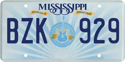 MS license plate BZK929