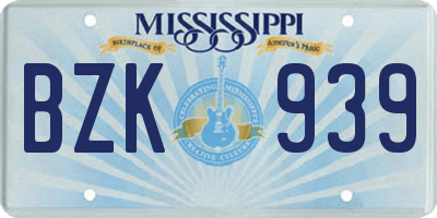 MS license plate BZK939