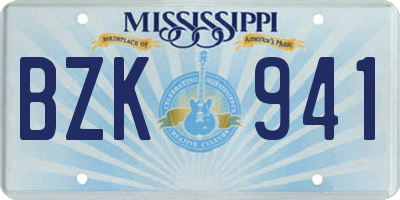 MS license plate BZK941