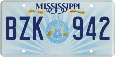 MS license plate BZK942