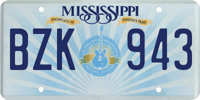 MS license plate BZK943
