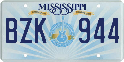 MS license plate BZK944
