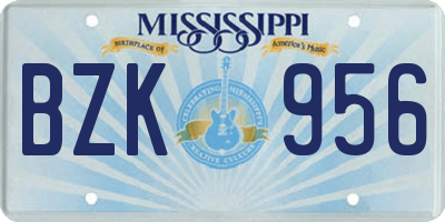 MS license plate BZK956