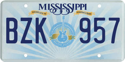 MS license plate BZK957