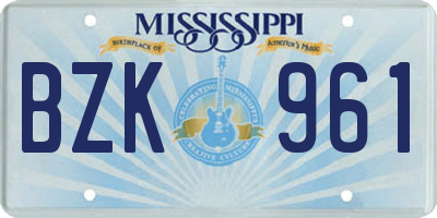 MS license plate BZK961