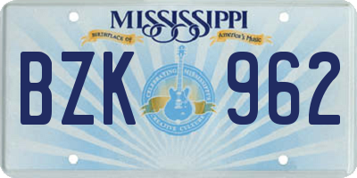 MS license plate BZK962