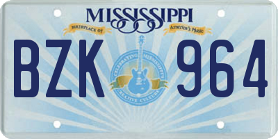 MS license plate BZK964