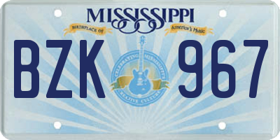 MS license plate BZK967