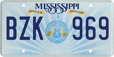 MS license plate BZK969