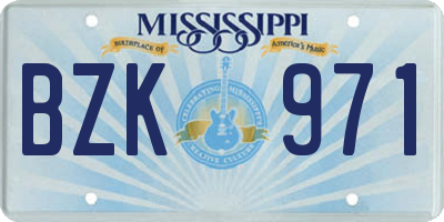 MS license plate BZK971