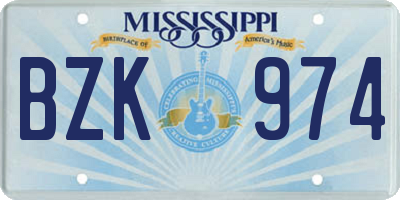 MS license plate BZK974