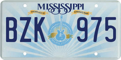 MS license plate BZK975
