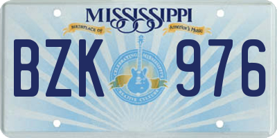 MS license plate BZK976