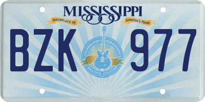 MS license plate BZK977