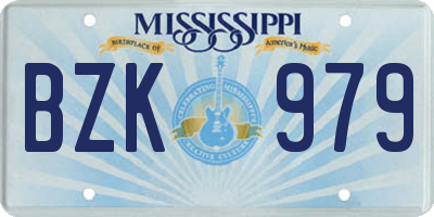 MS license plate BZK979