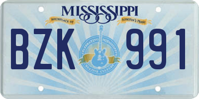 MS license plate BZK991