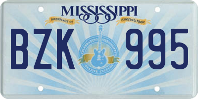 MS license plate BZK995