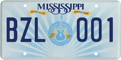 MS license plate BZL001
