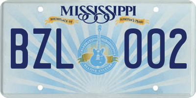 MS license plate BZL002