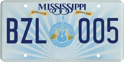 MS license plate BZL005