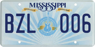 MS license plate BZL006