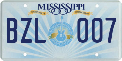 MS license plate BZL007