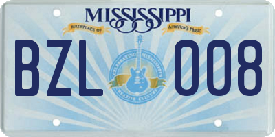 MS license plate BZL008