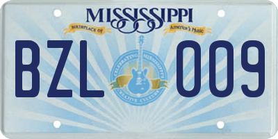 MS license plate BZL009
