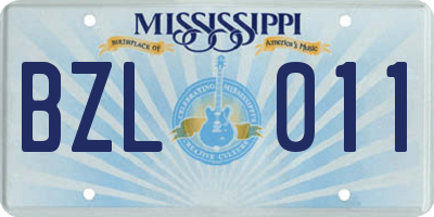 MS license plate BZL011