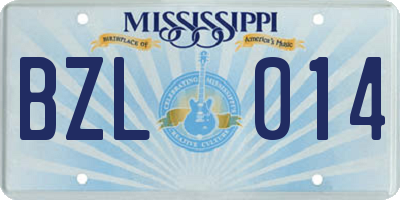 MS license plate BZL014