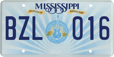 MS license plate BZL016