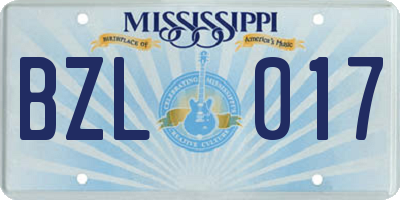 MS license plate BZL017