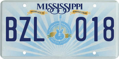 MS license plate BZL018