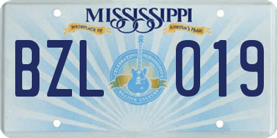 MS license plate BZL019