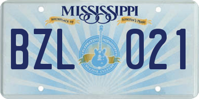 MS license plate BZL021