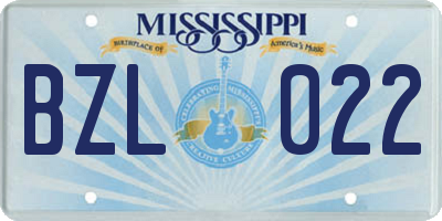 MS license plate BZL022
