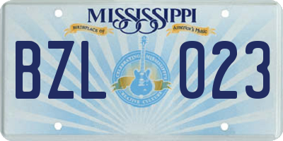 MS license plate BZL023