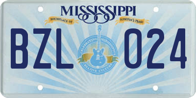 MS license plate BZL024