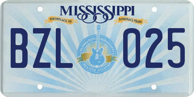 MS license plate BZL025